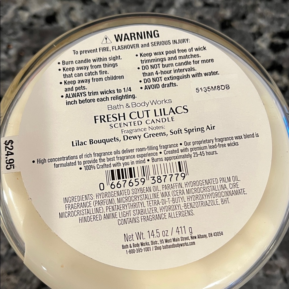 Bath & Body Works Fresh Cut Lilacs 3 Wick Candle New in box - Picture 2 of 4